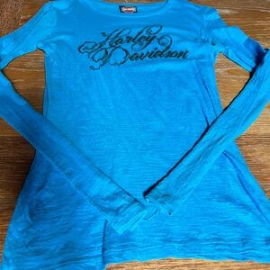 Harley-Davidson Women's Vibrant Blue Long Sleeve Tee, Small
